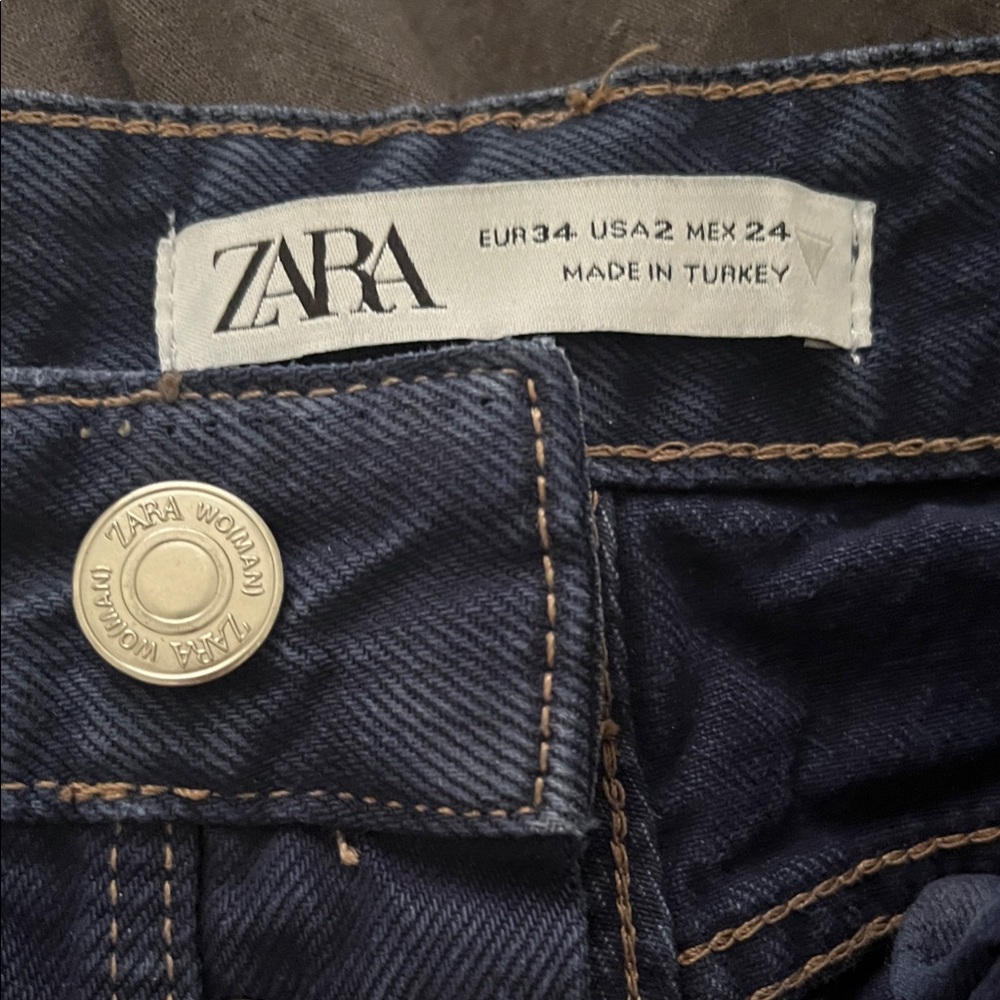 ZARA Dark Blue Denim Jeans (2) - Picture 2 of 7